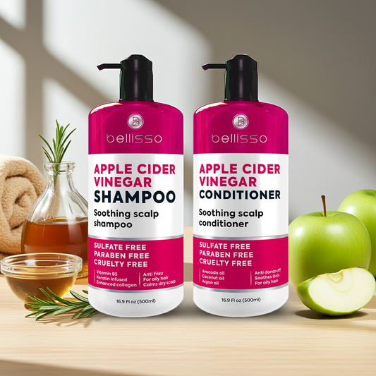 Bellisso Apple Cider Vinegar Shampoo & Conditioner – Sulfate-Free, Strengthening Hair