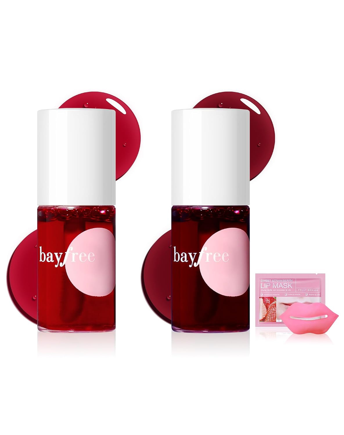 Bayfree Lip Tint Stain Set, 2 PCS Korean Water Tint Lightweight Non-Sticky, Waterproof Long Lasting Liquid Blush & Lip Stain, Transfer-Proof, Matte Finish Lip Color Makeup (Made into Jam)