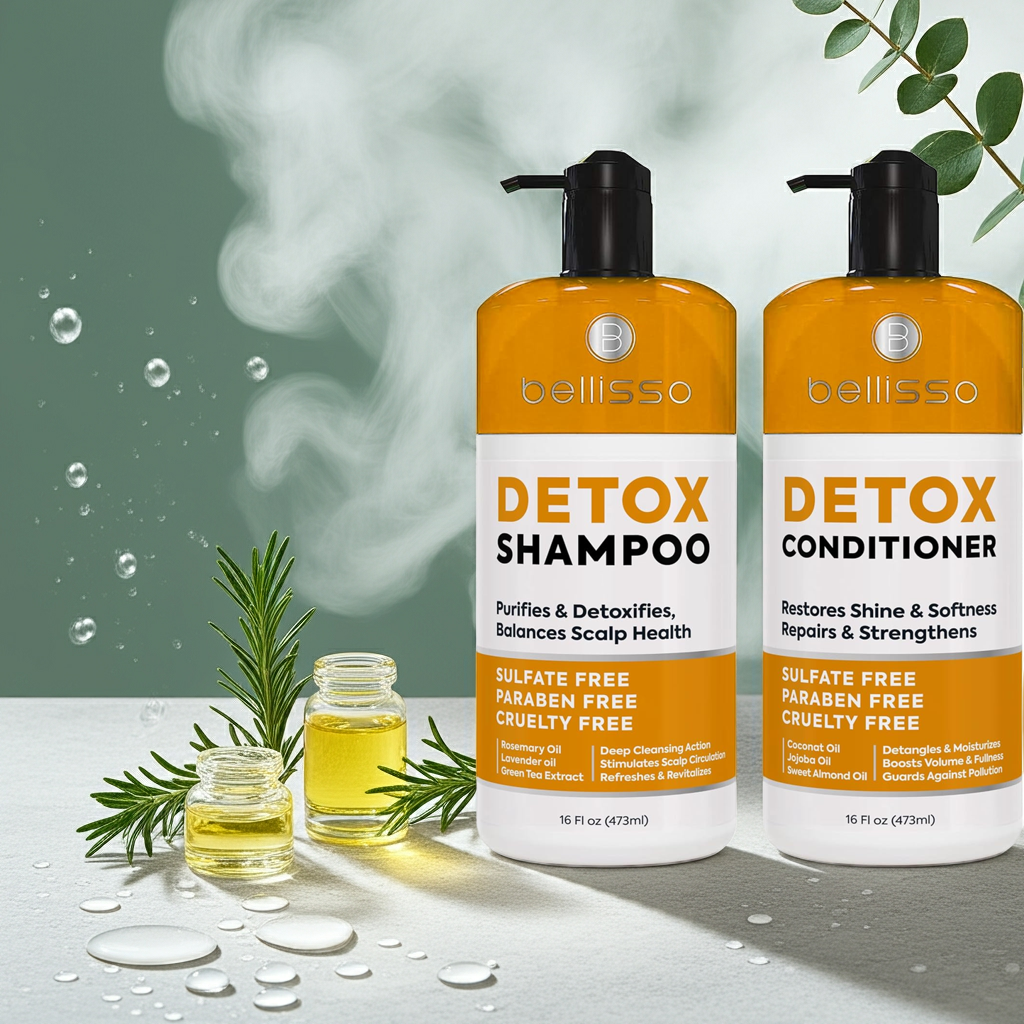 Bellisso Detox Shampoo & Conditioner – Sulfate-Free Clarifying Hair Care for Oily & Color-Treated Hair