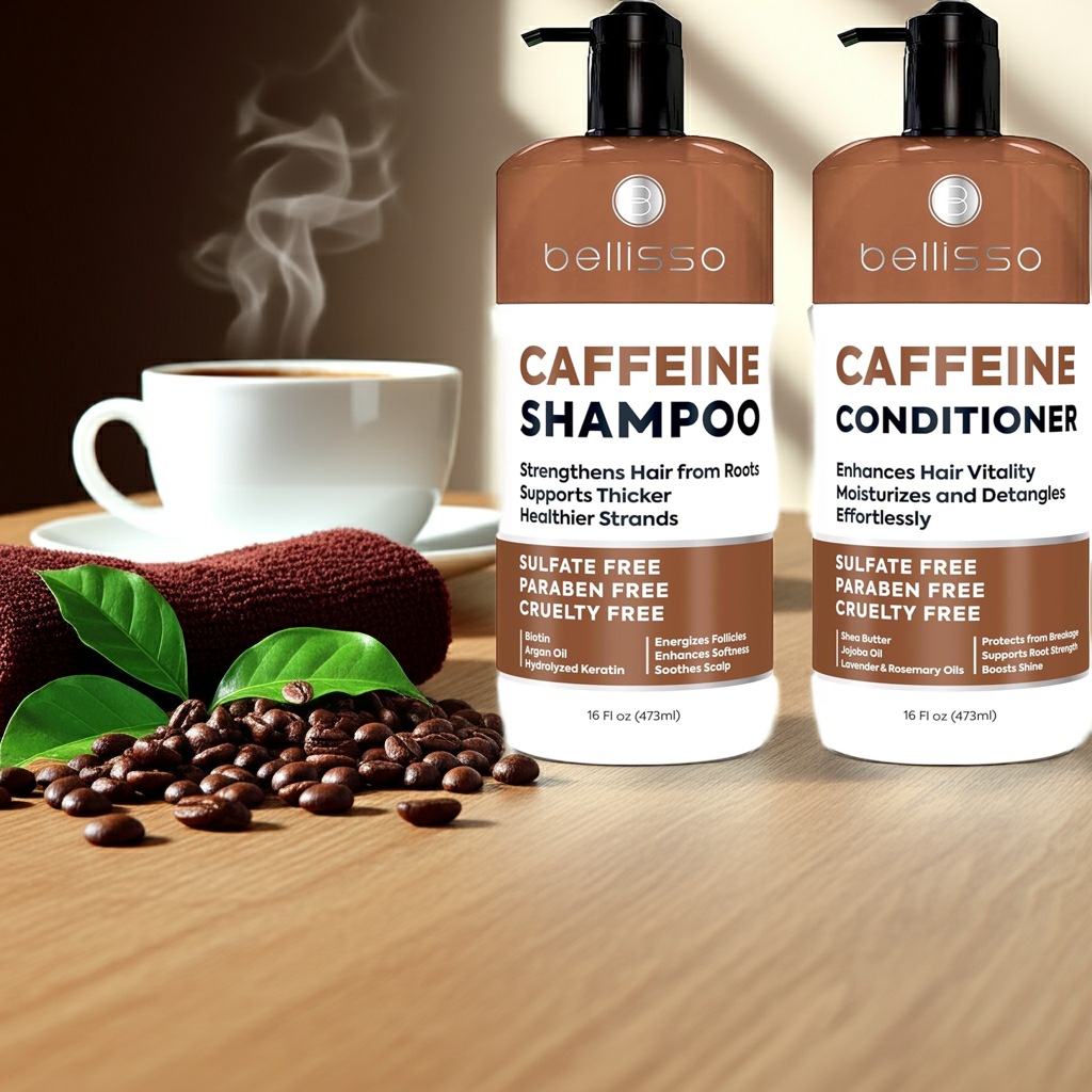 Bellisso Caffeine Shampoo & Conditioner – Volumizing, Sulfate-Free Hair Care for Fine & Thinning Hair with Biotin & Keratin