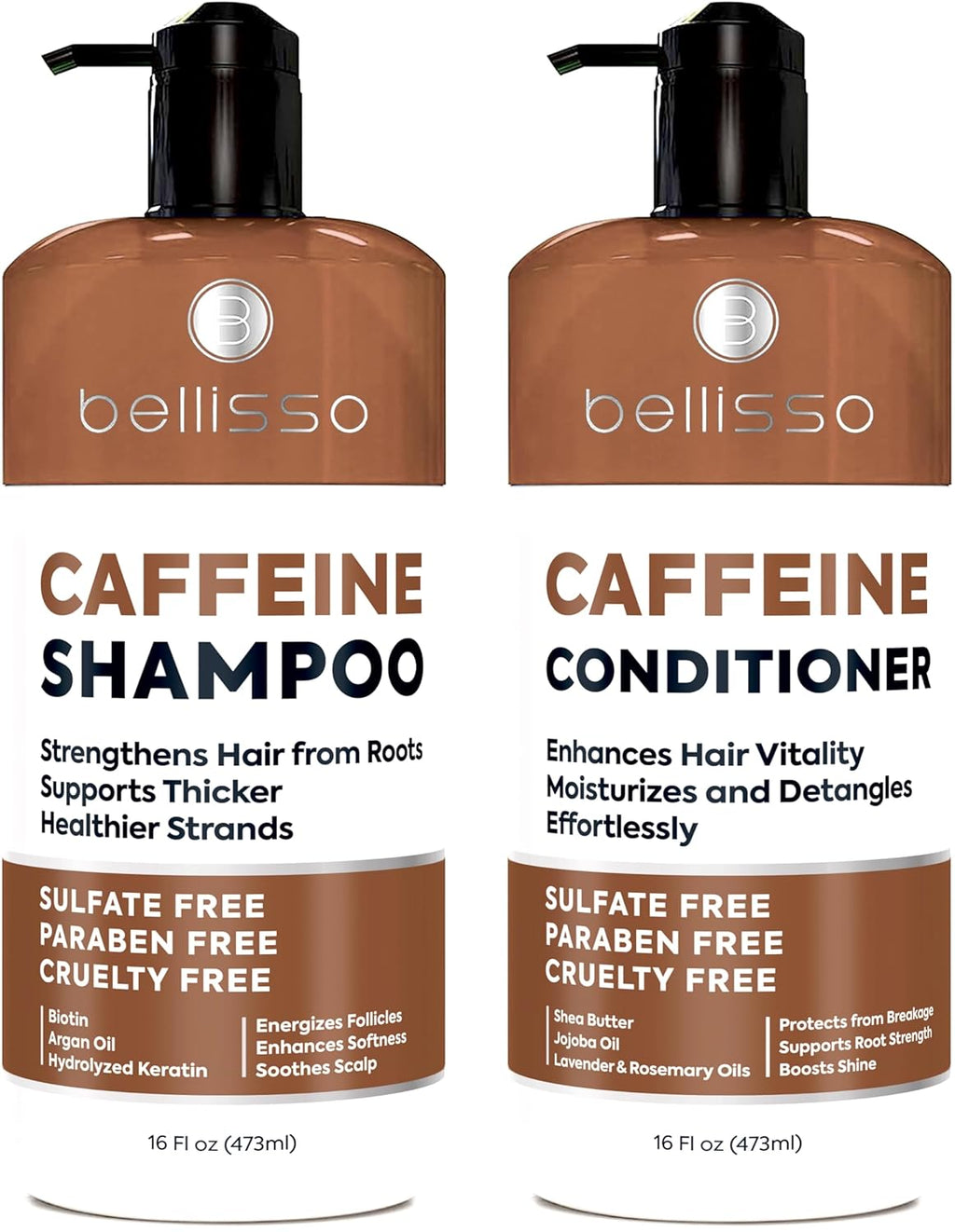 Caffeine Infused Shampoo and Conditioner Set - Volumizing Formula for Thinning and Fine Hair - Sulfate-Free and Paraben-Free - Hydrating, Professional Grade Solution for Men and Women