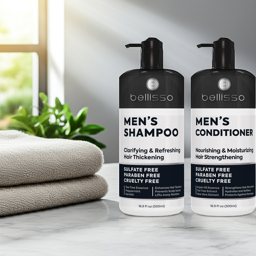 Bellisso Men’s Biotin Shampoo & Conditioner – Sulfate-Free, Refreshing & Strengthening Hair Care