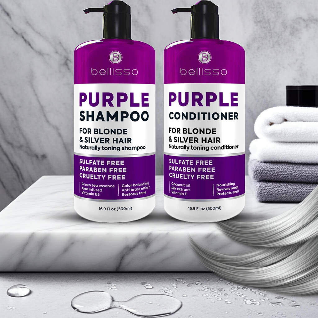 Bellisso Purple Shampoo & Conditioner – Sulfate & Paraben-Free Toner